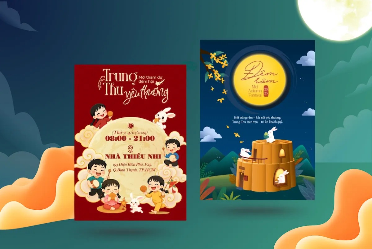 Top 10 mẫu Poster Trung Thu hot nhất 2025 - Tự thiết kế qua Penci